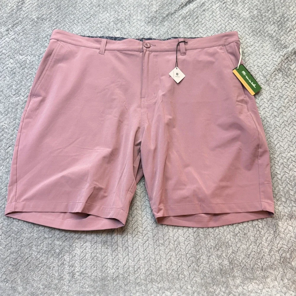 NEW Travis Mathew Mens Golf Shorts 42 Pink Eco Collection Lifestyle Performance